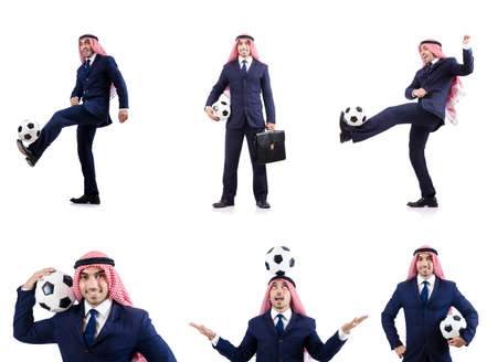 Arab businessman with footballの写真素材
