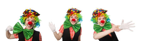 Female clown isolated on whiteの写真素材