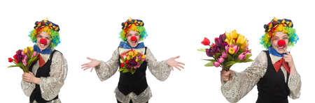 Female clown isolated on whiteの写真素材