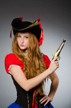 Woman in pirate costume - Halloween conceptの写真素材