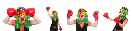 Clown in various poses isolated on whiteの写真素材