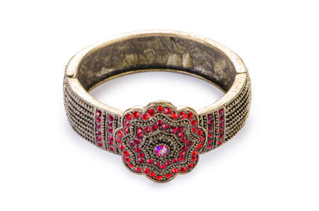 Gold jewellery ring isolated on the white backgroundの写真素材