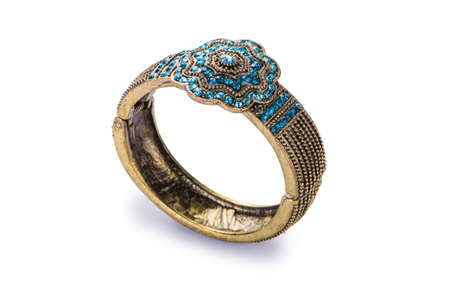 Gold jewellery ring isolated on the white backgroundの写真素材