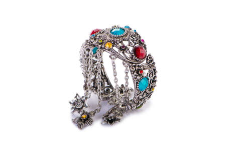 Gold jewellery ring isolated on the white backgroundの写真素材