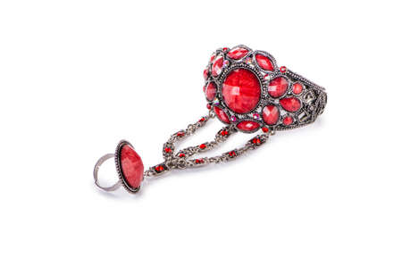 Gold jewellery ring isolated on the white backgroundの写真素材