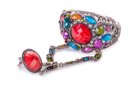 Gold jewellery ring isolated on the white backgroundの写真素材