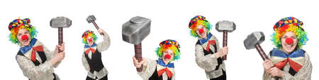 Clown in various poses isolated on whiteの写真素材