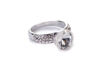 Gold jewellery ring isolated on the white backgroundの写真素材