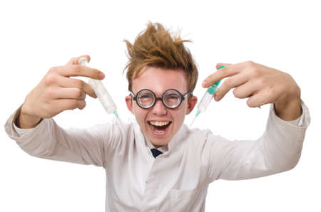 Funny doctor isolated on whiteの写真素材