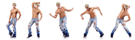 Dancer dancing dances isolated on whiteの写真素材