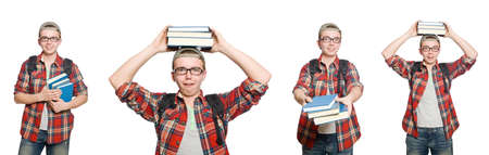 Composite photo of student with books