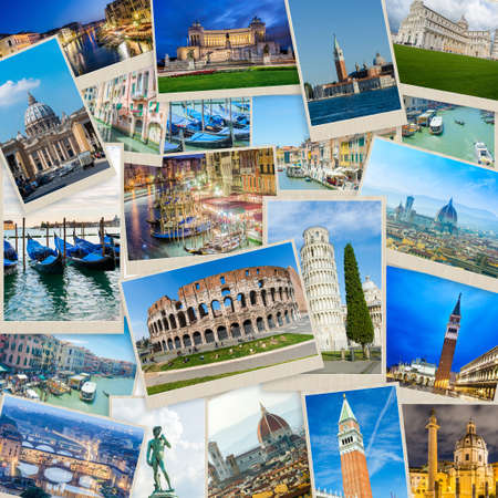 Set of Italy photos arranged in frameの写真素材