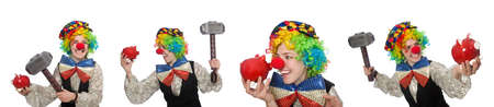 Clown in various poses isolated on whiteの写真素材