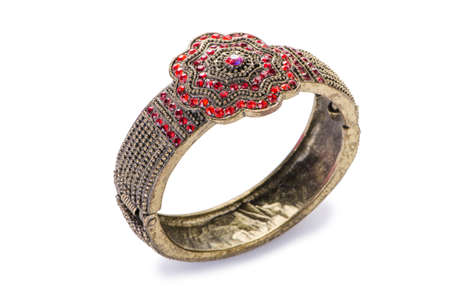 Gold jewellery ring isolated on the white background