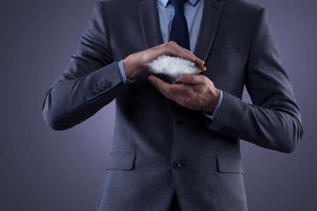 Concept of cloud computing with businessmanの写真素材