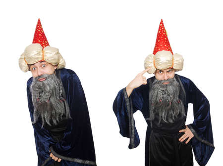 Funny wise wizard isolated on the whiteの写真素材