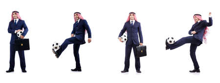 Arab businessman with footballの写真素材