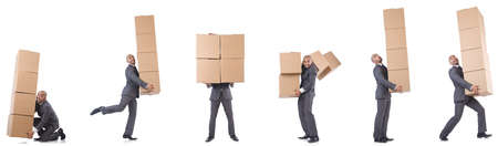 Collage of photos with man and boxes