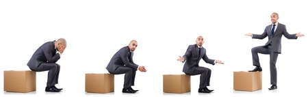 Collage of photos with man and boxes