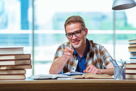 Young male student preparing for high school examsの写真素材