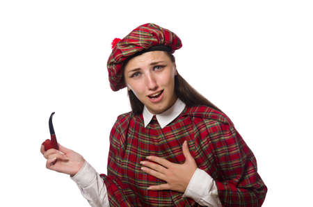 Scottish woman isolated on the white backgroundの写真素材