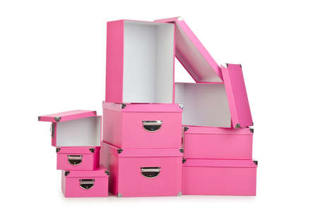 Pink giftboxes isolated on white
