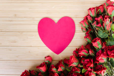 Roses and heart shape card for your messageの写真素材