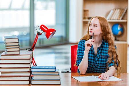 Young female student preparing for examsの写真素材