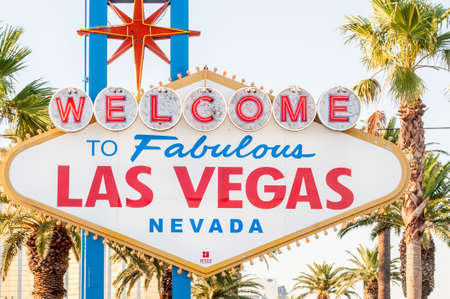 Famous Las Vegas sign on bright sunny dayの写真素材