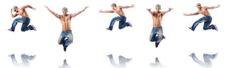 Dancer dancing dances isolated on whiteの写真素材