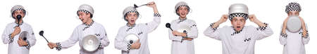 Set of photos with funny cook