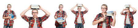 Composite photo of student with books