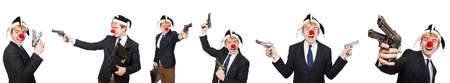 Businessman clown in funny concept isolated on whiteの写真素材