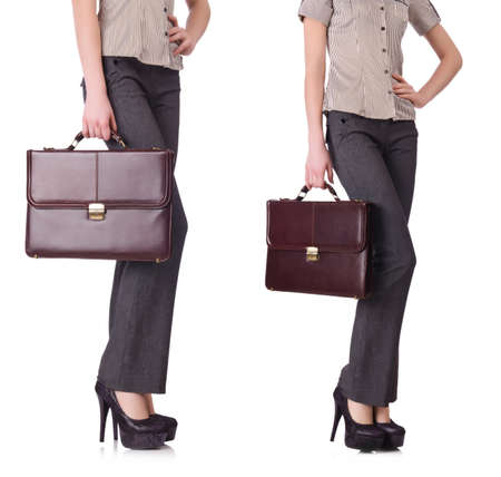 Collage of businesswoman isolated on the white backgroundの写真素材