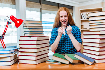 Young female student preparing for examsの写真素材