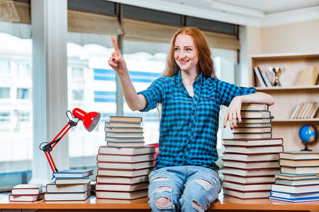 Young female student preparing for examsの写真素材