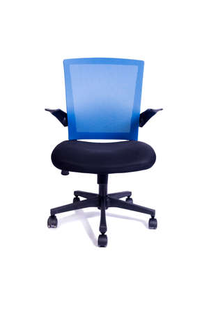 Blue office chair isolated on the white backgroundの写真素材