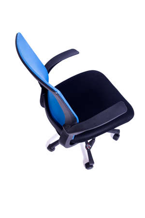 Blue office chair isolated on the white backgroundの写真素材