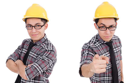 Industrial worker isolated on the white backgroundの写真素材