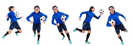 Football player isolated on the white backgroundの写真素材