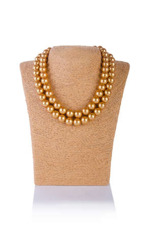 Pearl necklace isolated on the white backgroundの写真素材