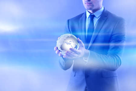 Businessman in globalisation global business conceptの写真素材