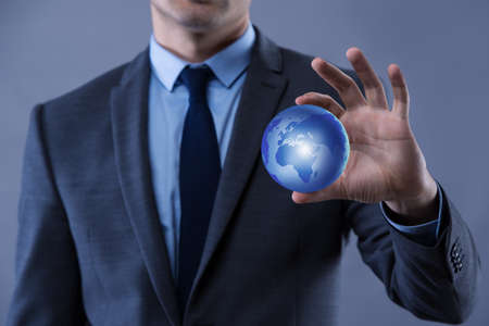 Businessman in globalisation global business conceptの写真素材