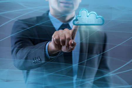 Concept of cloud computing with businessmanの写真素材