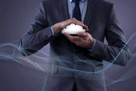 Concept of cloud computing with businessmanの写真素材