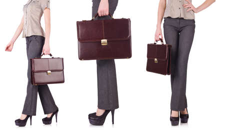 Collage of businesswoman isolated on the white backgroundの写真素材