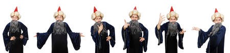 Funny wise wizard isolated on the whiteの写真素材