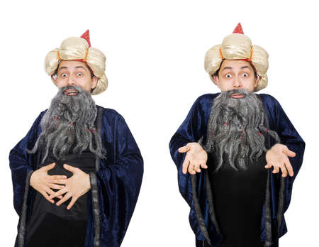 Funny wise wizard isolated on the white