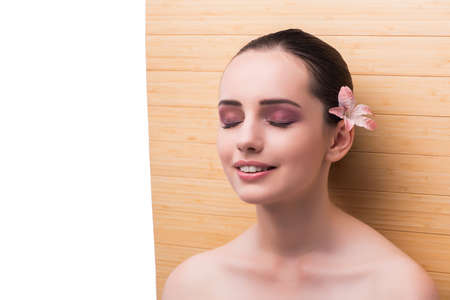 Young woman preparing for spa sessionの写真素材
