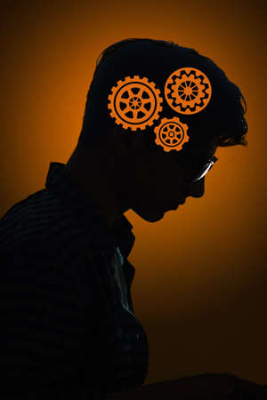 Man thinking about teamwork in concept photoの写真素材